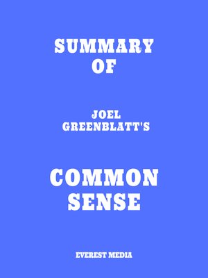 cover image of Summary of Joel Greenblatt's Common Sense